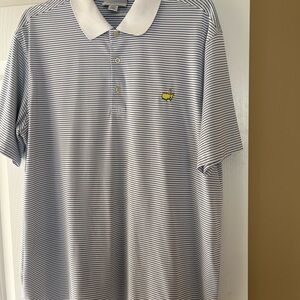Masters White and Blue Polo Shirt with Classic Collar